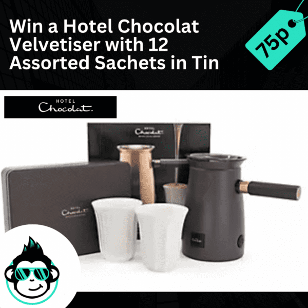 Win a Hotel Chocolat Velvetiser with 12 Assorted Sachets in Tin For 75p