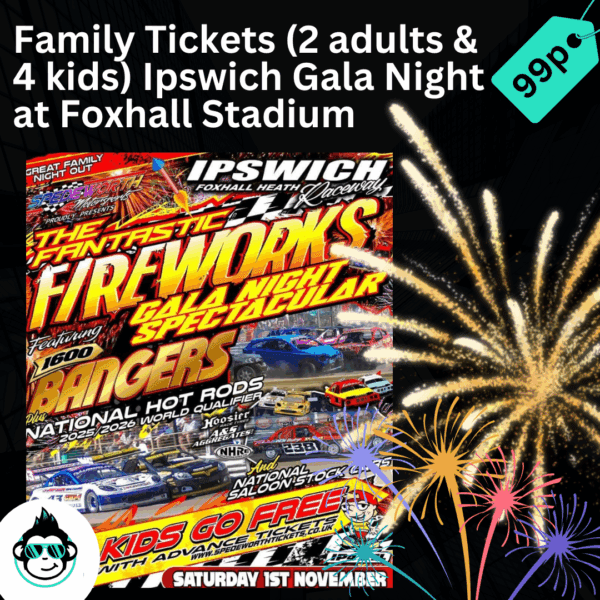 Family Ticket to Ipswich Fireworks Gala Night at Foxhall Stadium